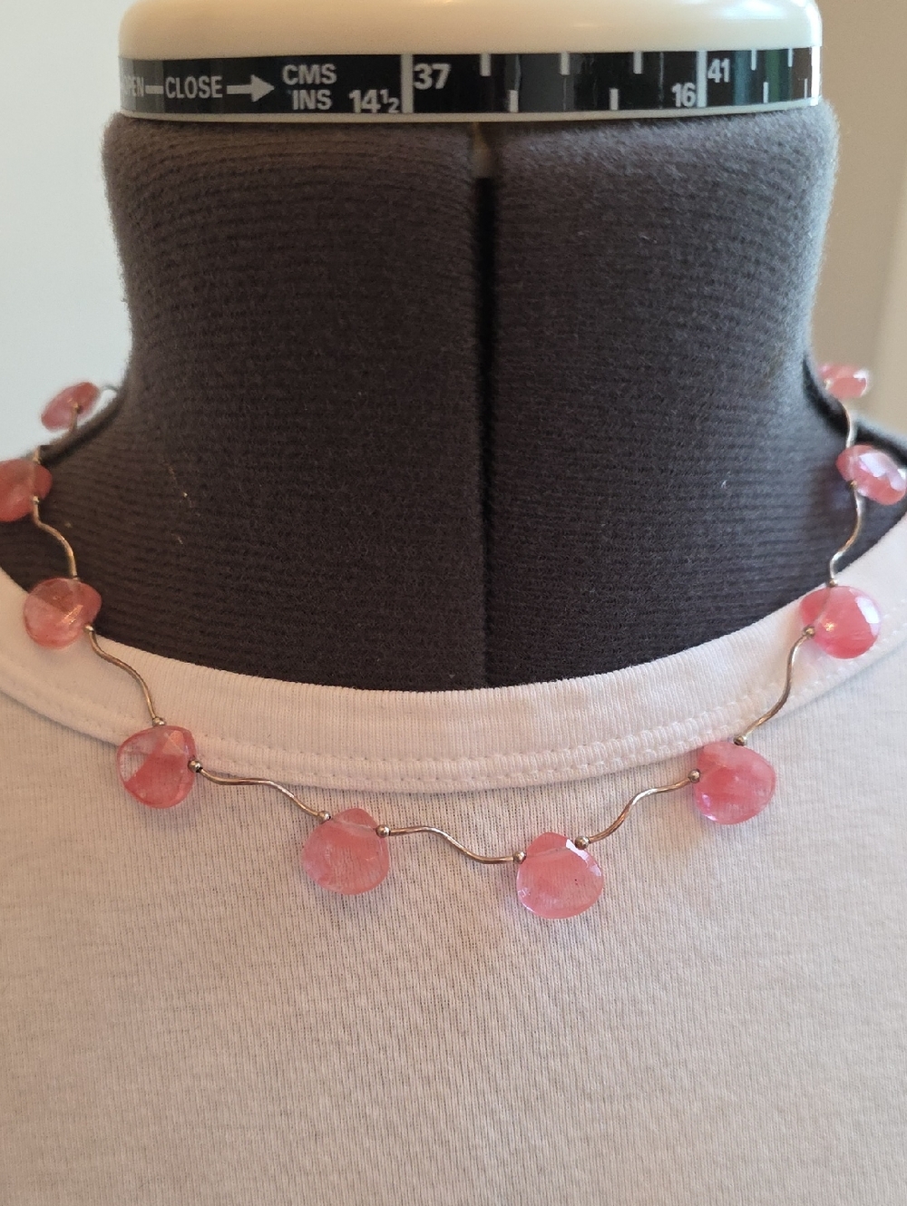 Rose Quartz & Sterling Beaded Wave Balletcore Necklace & Earring Set